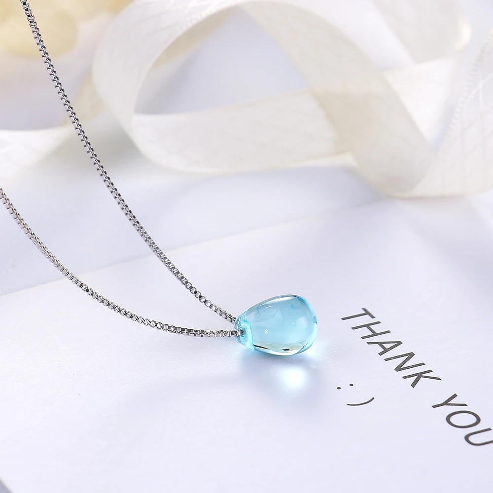 Todorova Blue Crystal Water Drop Necklace Mermaid Tears Sand Pendant Necklace Women Beach Ocean Sea Necklace Pendant Necklaces Aliexpress