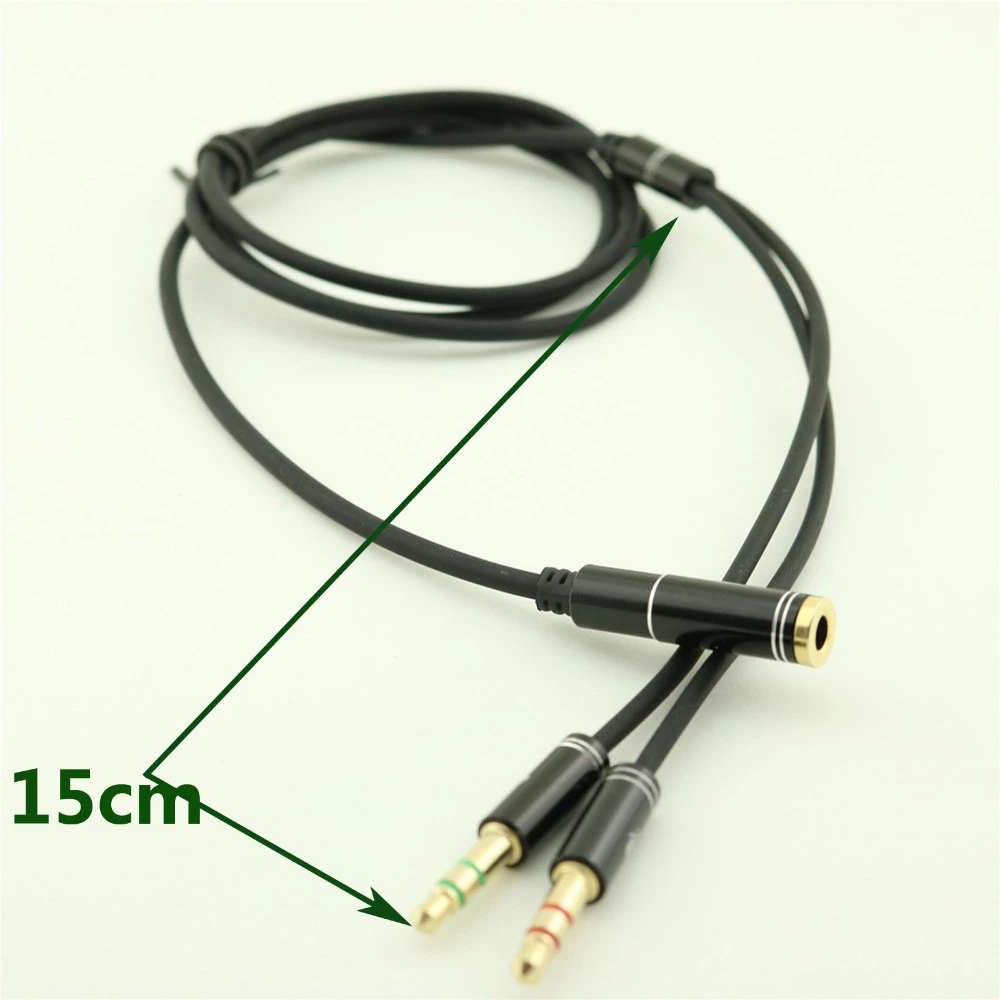 1Pc 3.5mm stereo audio male to 2 female headset mic splitter cable adapter X