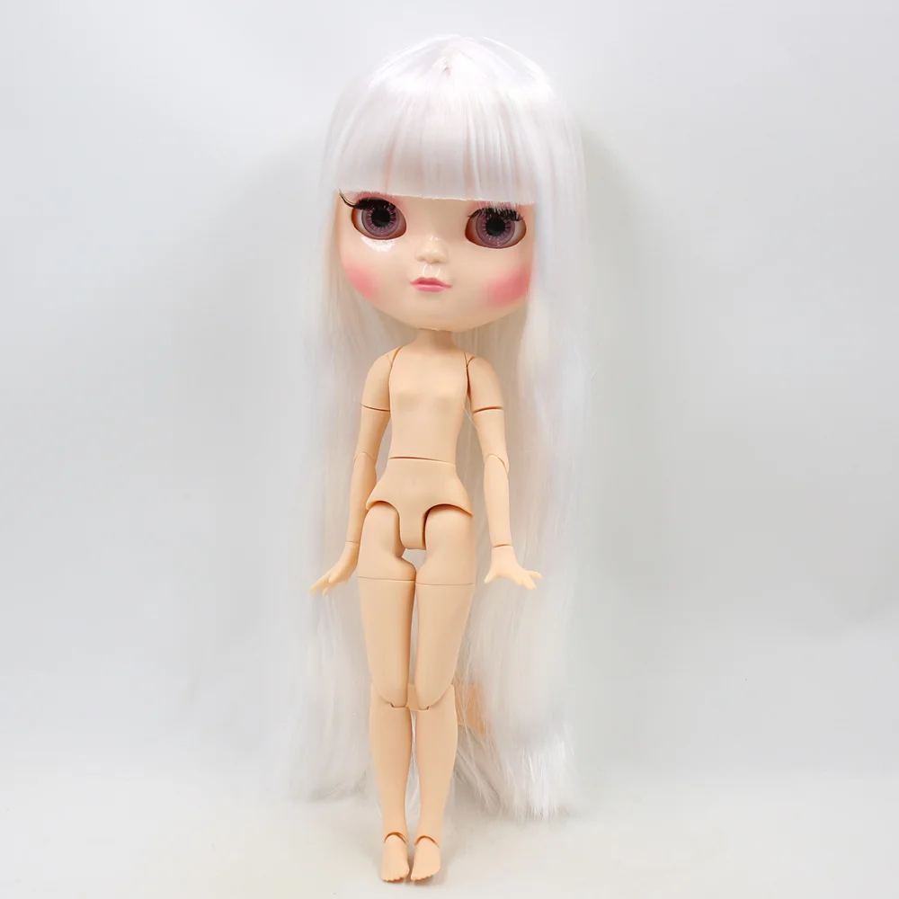Neo Blythe Doll with White Hair, White Skin, Shiny Cute Face & Jointed Azone Body 5