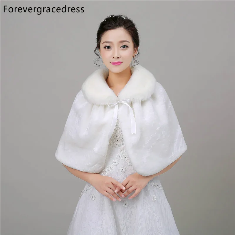 Forevergracedress 2018 Top Quality Faux Fur Stoles Wedding Wrap Winter Bolero Jacket Bridal Accessories Cape | Свадьбы и торжества
