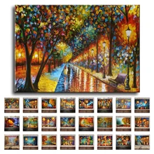 

Modern Knife Oil Painting On Canvas Abstract Park Landscape Art Pictures Set Handmade Home Wall Decorative Gift For Living Room