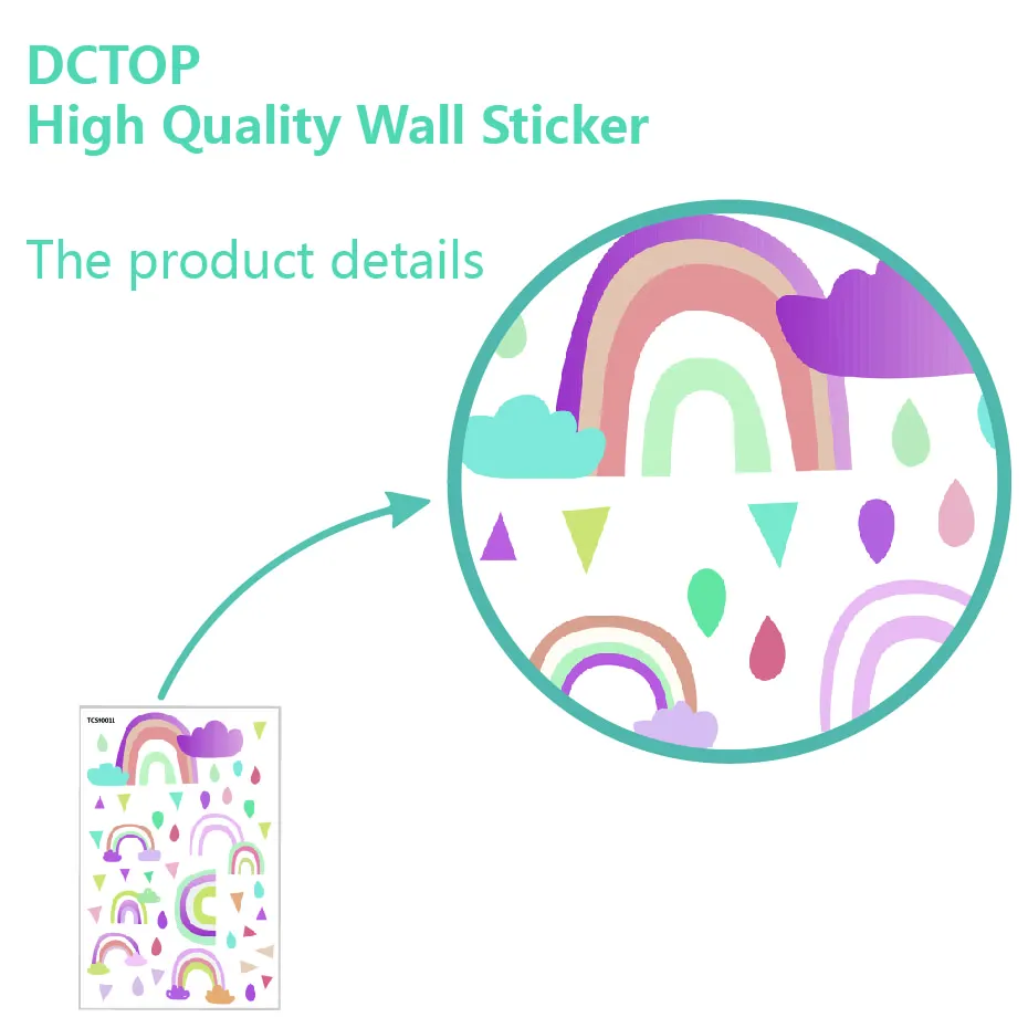Small Cute Rainbow With Cloud Raindrop Wall stickers Room Decor DIY Vinyls Decals Children Kids Living Room Bedroom Home Mural (3)
