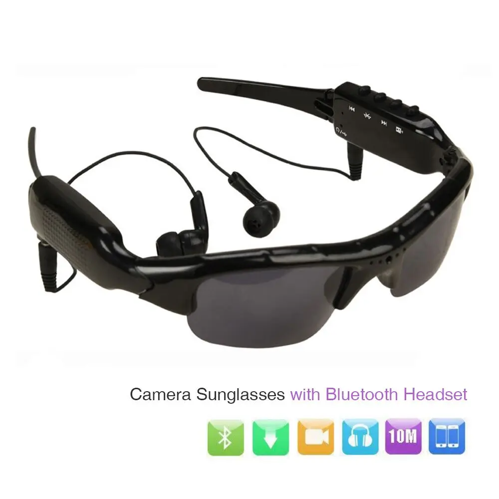 1080P Bluetooth соединение телефон очки солнцезащитные очки камера Музыка Видео Рекордер DVR DV MP3 видеокамера музыкальные очки с наушником