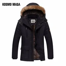 KOSMO MASA, черная длинная Мужская куртка, парка с меховым капюшоном,, зимнее пальто для мужчин, s, военная молния, толстые куртки, повседневные пуховики, 5XL MP028