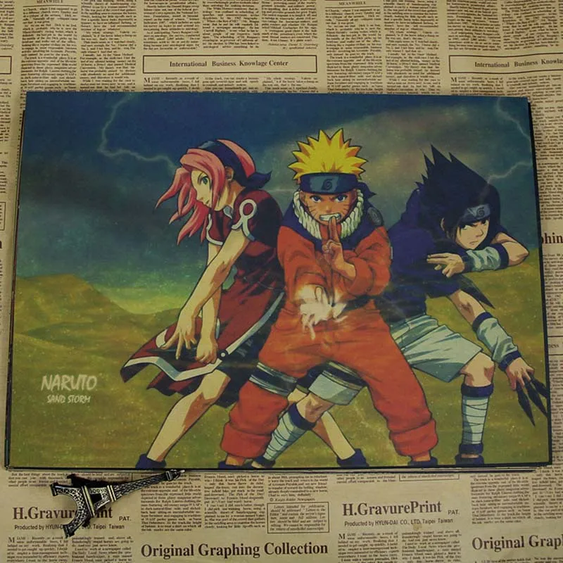 Уютный момент аниме Uzumaki Naruto постер Naruto Uzumaki Naruto/Итачи Учиха/Akatsuki Винтаж плакат из крафт-бумаги, ручной стержень, для кафе, для домашнего декора QT442 - Цвет: Синий