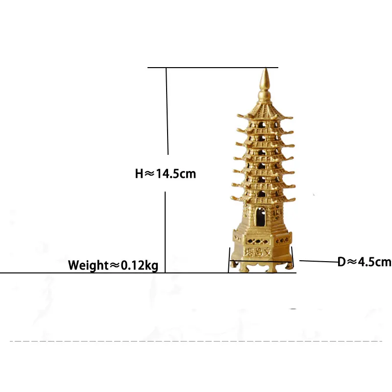 Фэн шуй украшения металла 3D модель Китай Wenchang башня пагода статуя сувенир подарок украшение дома Медь ручной работы