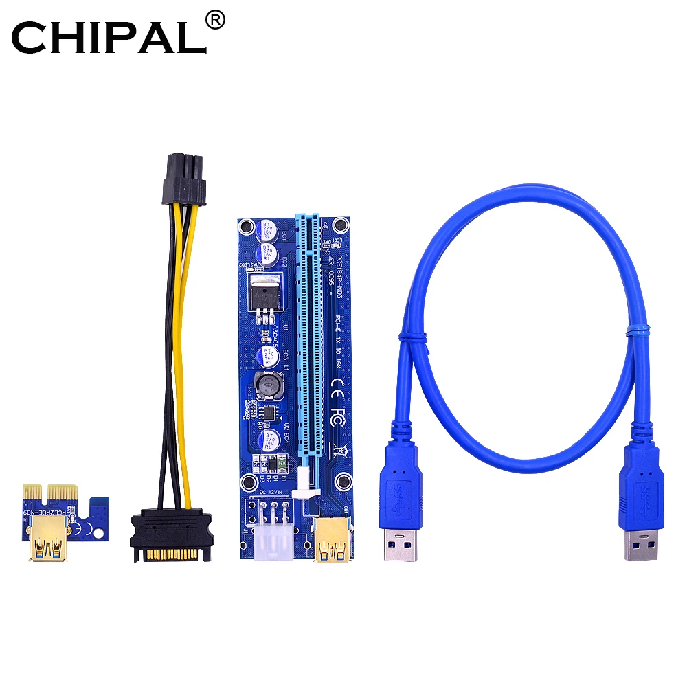 CHIPAL Golden 60 см VER009S PCI E карта расширения PCIE 1X до 16X расширитель светодиодный