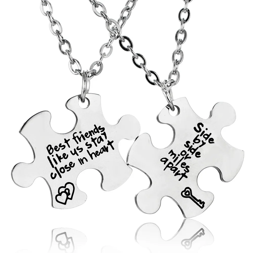 2PC Best Friends like Us Stay Close In Heart Stainless Steel Puzzle Pendant Necklace Jewelry Women Friendship Necklaces | Украшения и