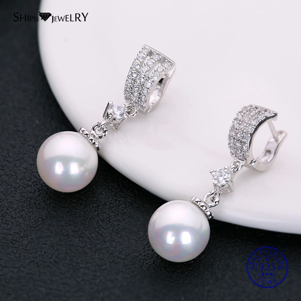 

Shipei Genuine Pearl Drop Eearrings for Women 100% 925 Sterling Silver Pearl Drop Earrings Fine Jewelry Birthday Graduation Gift
