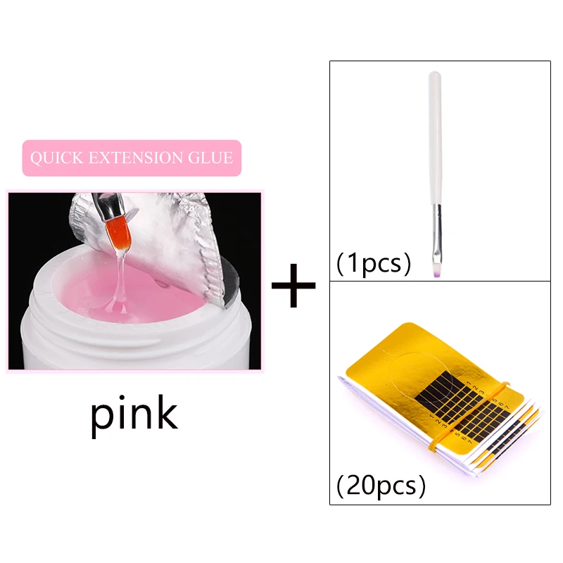 Гель для наращивания ногтей, 3 цвета, полигель, набор, гель для наращивания ногтей, Удлинительный УФ-гель для ногтей - Цвет: pink set-02