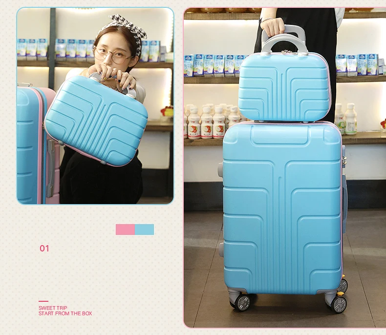 Багажная сумка на колесиках, женский маленький свежий чемодан, Корейская версия, багажные комплекты с сумочкой, Женская дорожная сумка 20, 24 дюйма с колесиками