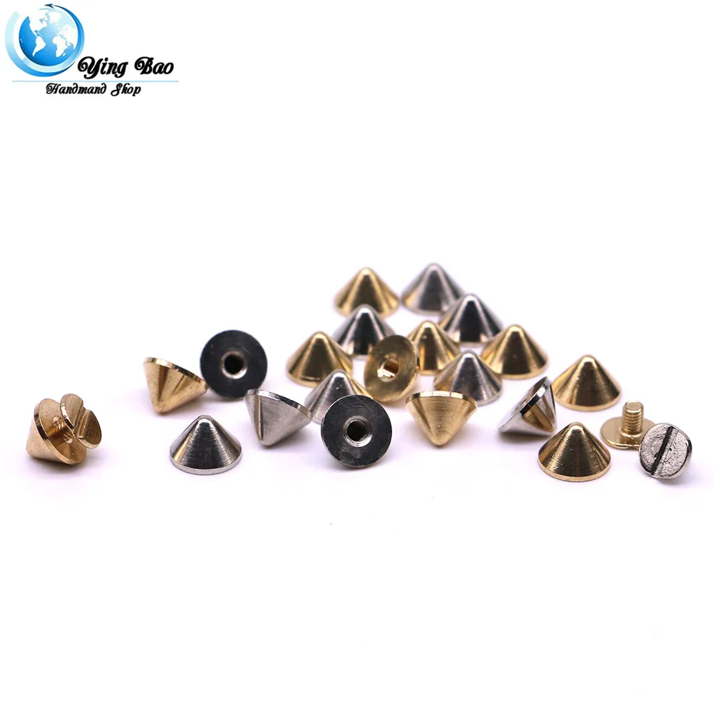 20sets/pack 9mm (Diameter), 7mm (Height)  studs brass silver and gold Color metal studs for clothing B-15