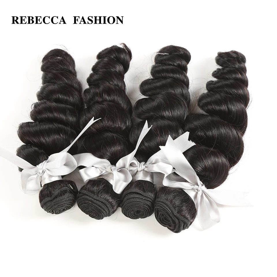 Rebecca Peruvian Loose Wave Bundles Deals 1/3/4 Pcs 8-28 Inch Non Remy Hair Extensions 100% Human Hair Peruvian Hair Bundles