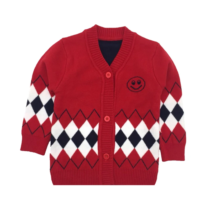 Casual Plaid Baby Boys Sweater Knitted Infant Baby Cardigan Sweater V-Neck Long Sleeve Sweater For Boys Autumn Baby Boy Clothing (2)