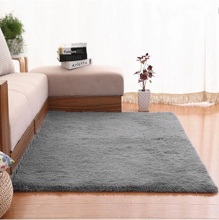 Плюшевый тканевый Противоскользящий коврик, толстые напольные ковры для гостиной, Одноцветный коврик для ванной комнаты, водопоглощающий коврик, размер Cuatom - Цвет: Gray
