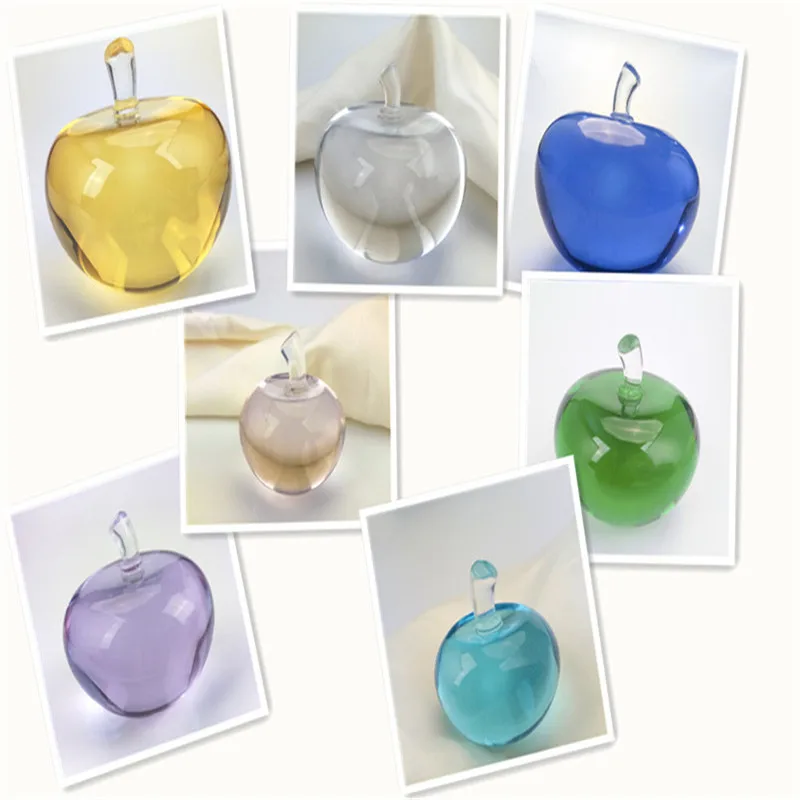 Various Color 10pcs 56mm*57mm Glass Glossy Apple Paperweight Crystal