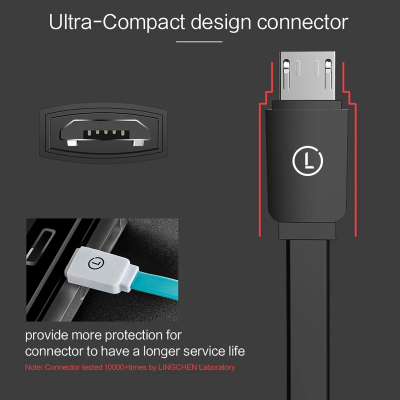 LINGCHEN Micro USB Cable for Samsung 2A Soft Fast Charge Data Cable Mobile Phone Cable Tablet Android Micro USB Cord 25cm 100cm
