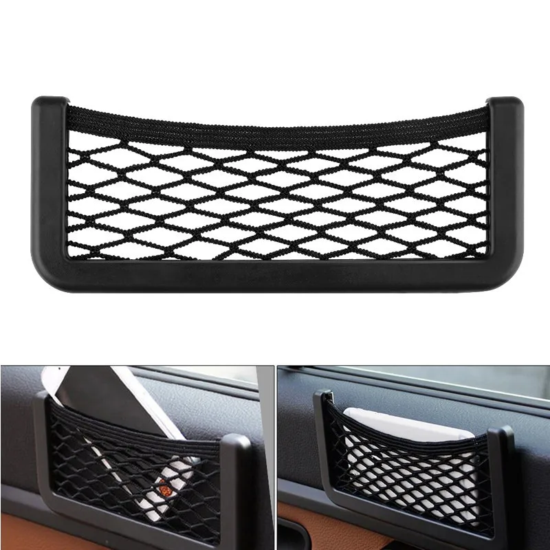 

Car Seat Bag Organizer Storage Bag Mesh Auto Organizer Double-deck Elastic String Net Magic Sticker Pocket Bag Car Accessories