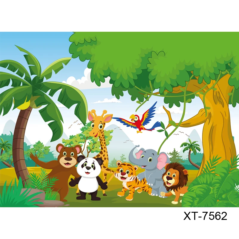 HUAYI пользовательские день рождения сценический фон для джунглей сафари тема вечерние зоопарк дикий фон новорожденных животных фото стенд W-656 - Цвет: Оранжевый, красный