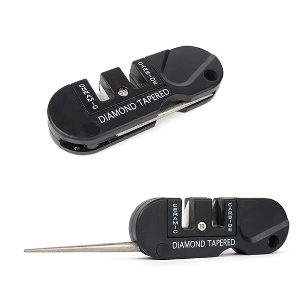 

Practical Three Stages Ceramic Carbide Diamond Knife Sharpener Pocket Outdoor EDC Tool Fish Hook Professional Sharpening Stone