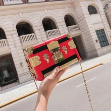 Women's shoulder bag case female new chain box bag hit color sequins girl Messenger hand small square bag Women's shoulder bag case female new chain box bag hit color sequins girl Messenger hand small square bag