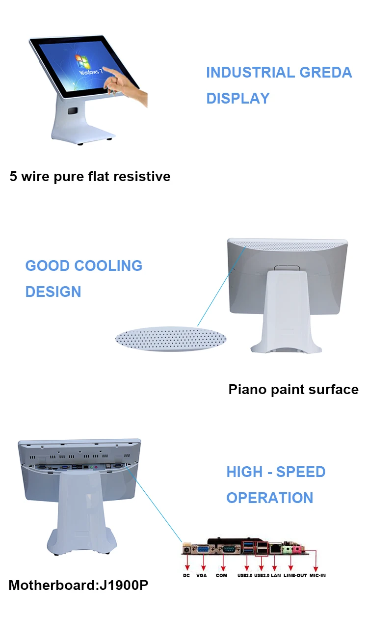 Ресторан емкостный сенсорный экран 15 дюймов двойной экран кассовый аппарат pos все в одном терминале