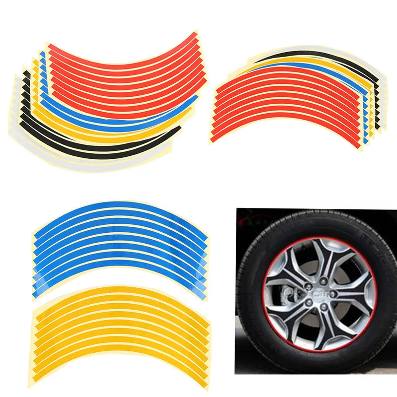 

8 Strips/Set Car Motorcycle Wheel Stickers Reflective Rim Motorcycle Protector Tape Decal Tire Rim Decals Wire Car Car-styling