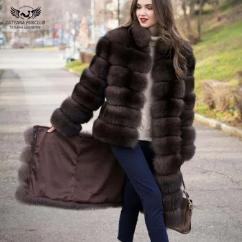 

Tatyana Furclub Real Fur Coat For Women Winter Outwear Natural Fox Fur Jacket Detachable X-Long Thick Warm Fur Parkas Plus Size