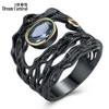 Dreamcarnaval 1989 série néo-gothique creux mer bleu zircone bague Vintage pour les femmes couleur or noir tressé bijoux Drop Ship ► Photo 1/6