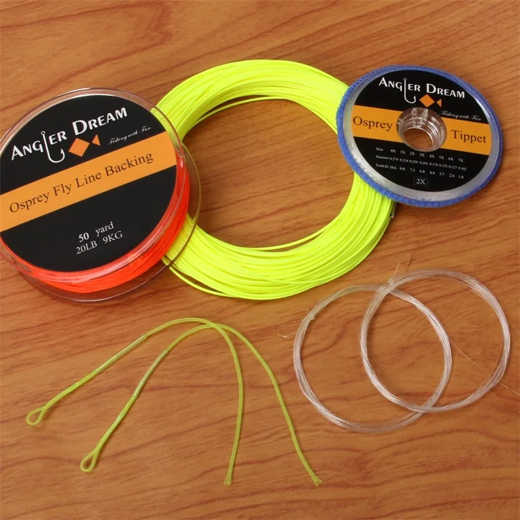 2/3/4/5/6/7/8 WT нахлыстом линия комбо Вес вперед плавающие желтый Fly Line 20/30LB опорной линии палантин конические лидер петли - Цвет: Цвет: желтый