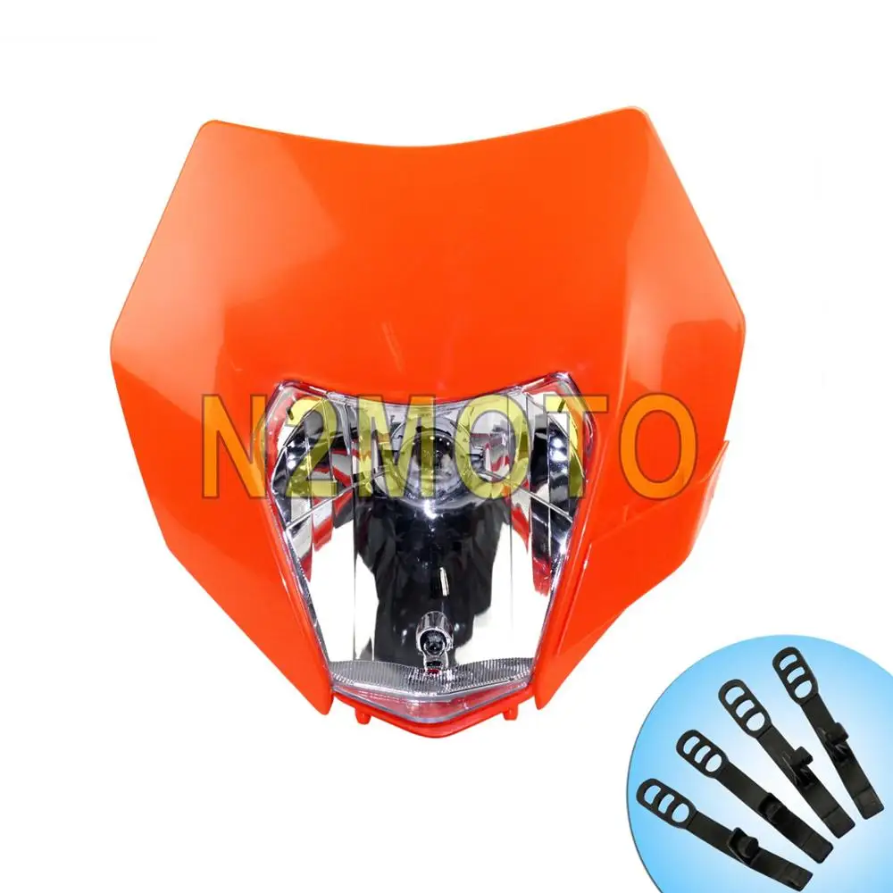 Мотокросс Белый Байк прочная фара MX гонки маска на голову передняя лампа для KTM EXC SX-F XC-W Husqvarna FE TE 125 350 450 - Цвет: Orange