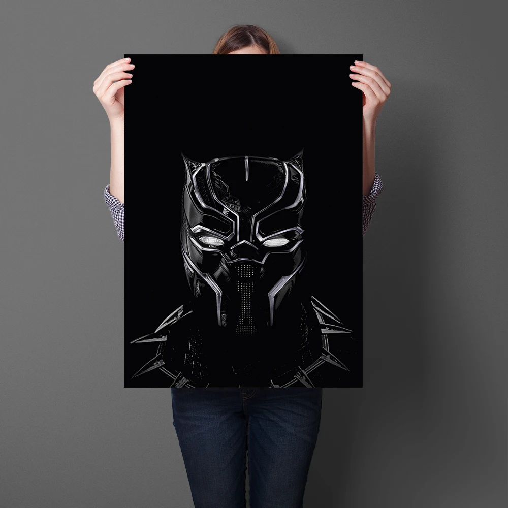 Wall Art Стикеры черный ПАНТЕРА костюм супергероя с художественным принтом шелковая