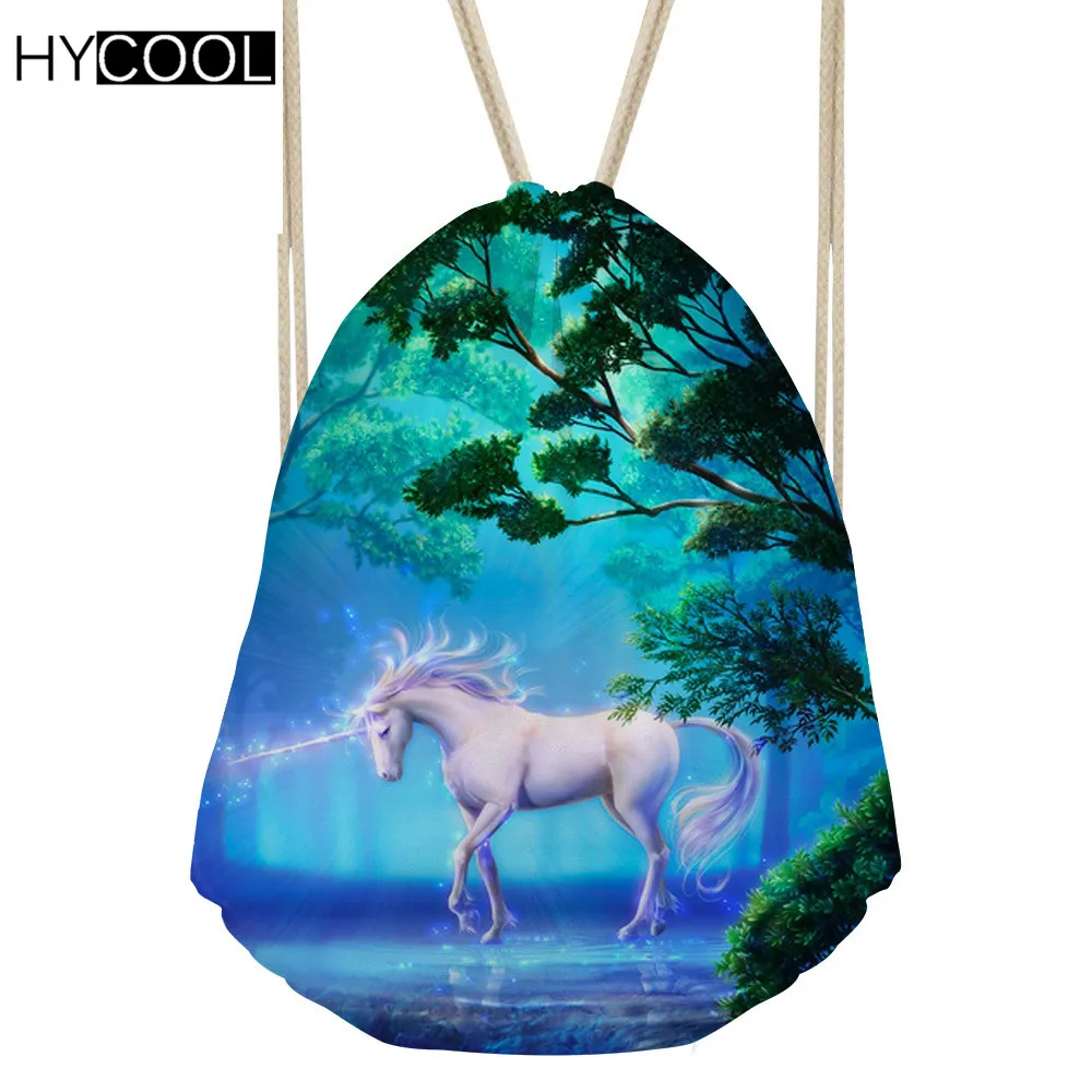 

HYCOOL Unicorn Pattern Drawstring Bags Children Sports Sack Boys Gym Running Backpack Small Horse Bags For Girls Dance Shoe 2018