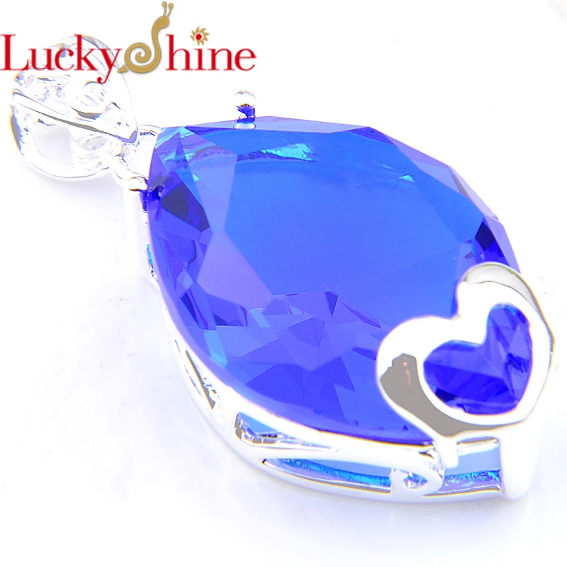 Акция от Luckyshine огранка маркиза Лондонская синяя подвеска серебряное покрытие
