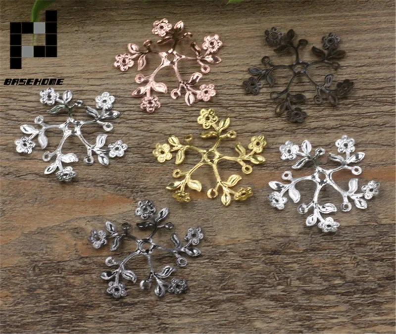 

BASEHOME 10pcs 39mm Flower Connector Spacer Hollow European Charms Pendant Vintage Style DIY Jewelry Findings