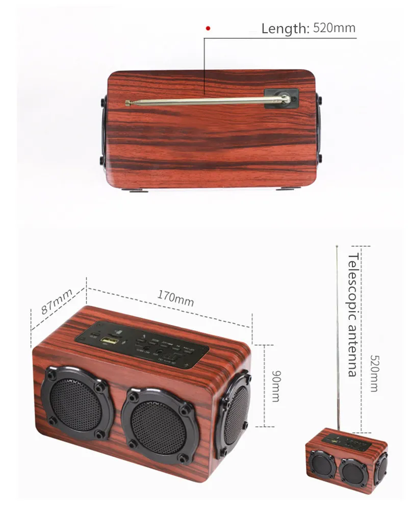 LEORY S409 беспроводной bluetooth динамик USB 1200 мАч портативный деревянный бас динамик FM радио Handfree с микрофоном