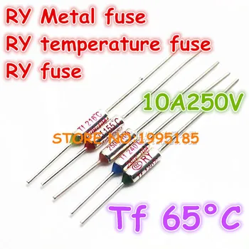 

RY 50pcs/lot New Micro thermal fuse 10A250V 65 Degrees 65 C Mini temp fuse metal shell Thermal Cutoff