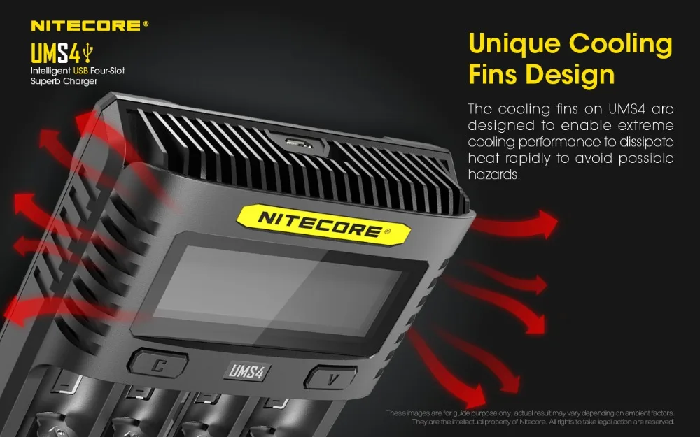 Nitecor ums4 c4 vc4 lcd carregador de