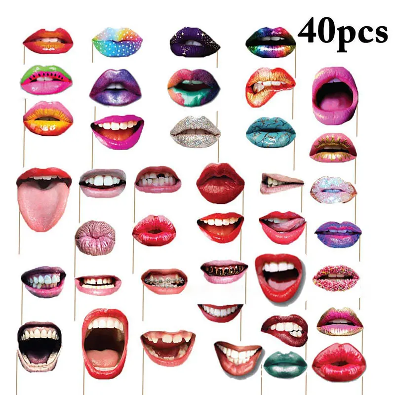 20 Pcs/Set Funny Beard Red Lips Glasses Props Birthday Party Wedding Halloween Camera Prop Picnic Birthday Christmas Supplies