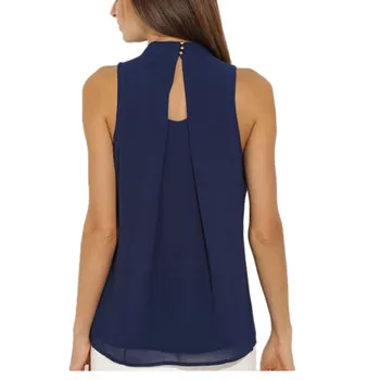 

Women Tops Plus Size S-XXXL Casual Chiffon Blouse Chic Elegant Lady Navy Black Shirts Tops S-XXXL S4