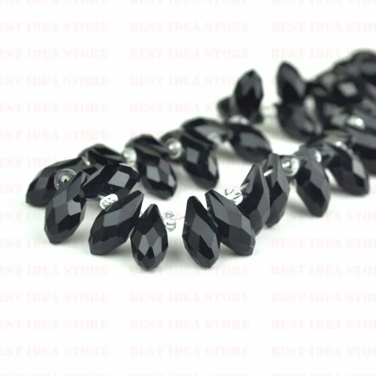 

Sale Price !100pcs 6mm x 12mm Black Color Briolette Pendants Waterdrop Crystal Glass Jewelry Loose Teardrop Beads DIY