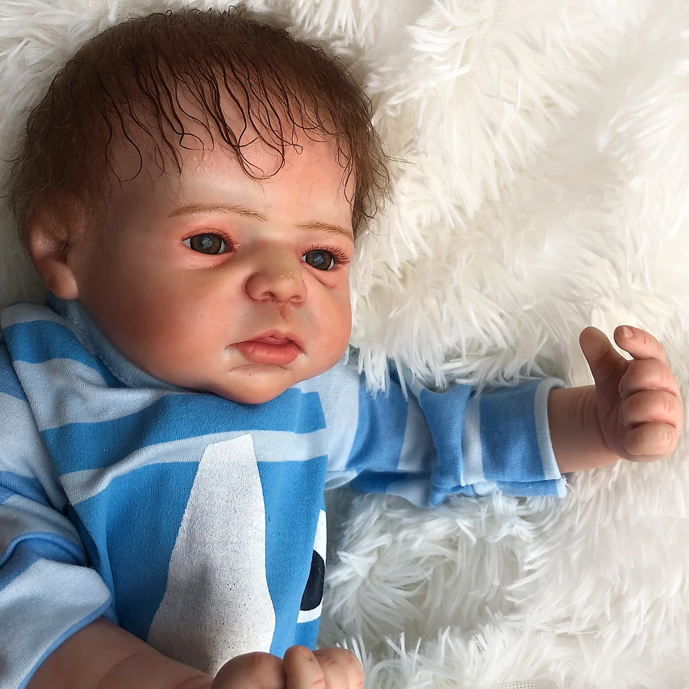 

Exquisite Handmade Silicone Bebe Reborn Dolls boy Babies Toys Soft cotton body Realistic Fake baby doll 55 cm children gift