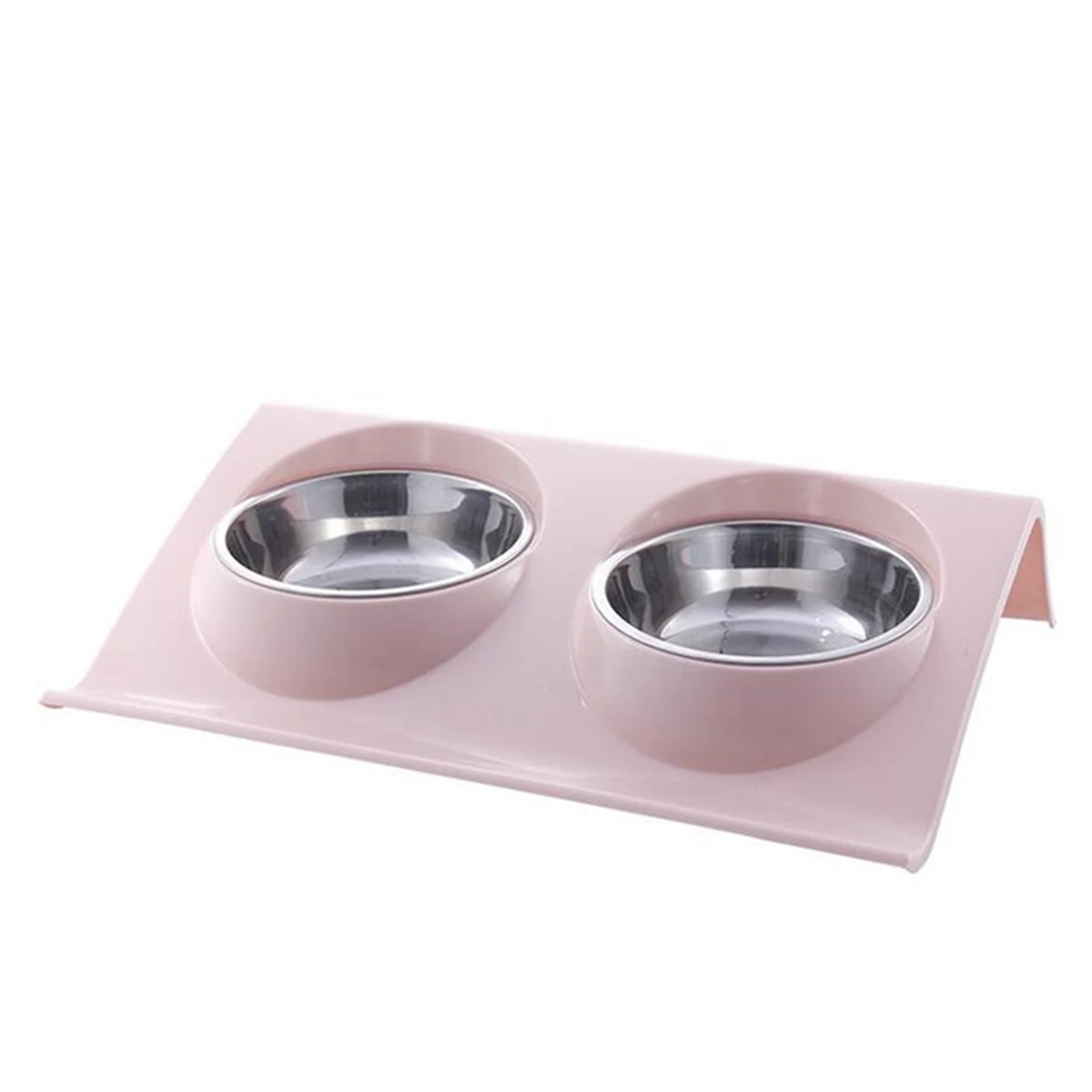 Популярные Товары для домашних животных миска для домашних животных кошек собак щенков дорожный Фидер для кормления домашних животных инструмент для кормления собак двойная миска посуда - Цвет: Розовый
