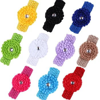 

10PCs per Set 10Colors Baby Girls Rhinestone Ribbon Ruffle Flower Wide Headbands Free Shipping with Tracking Number