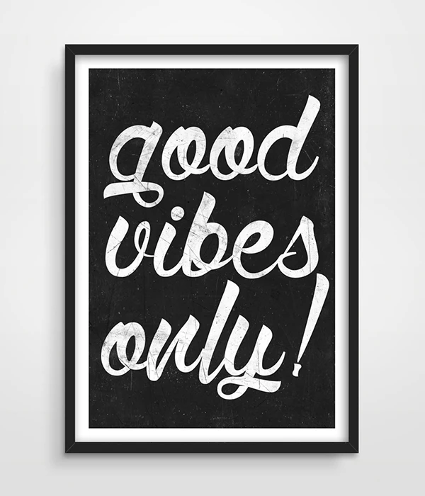 Distressed Good Vibes Only Home Decor Art Typographic Print Typography Poster Inspirational Quote Minimalist Art Black and White Decor-1