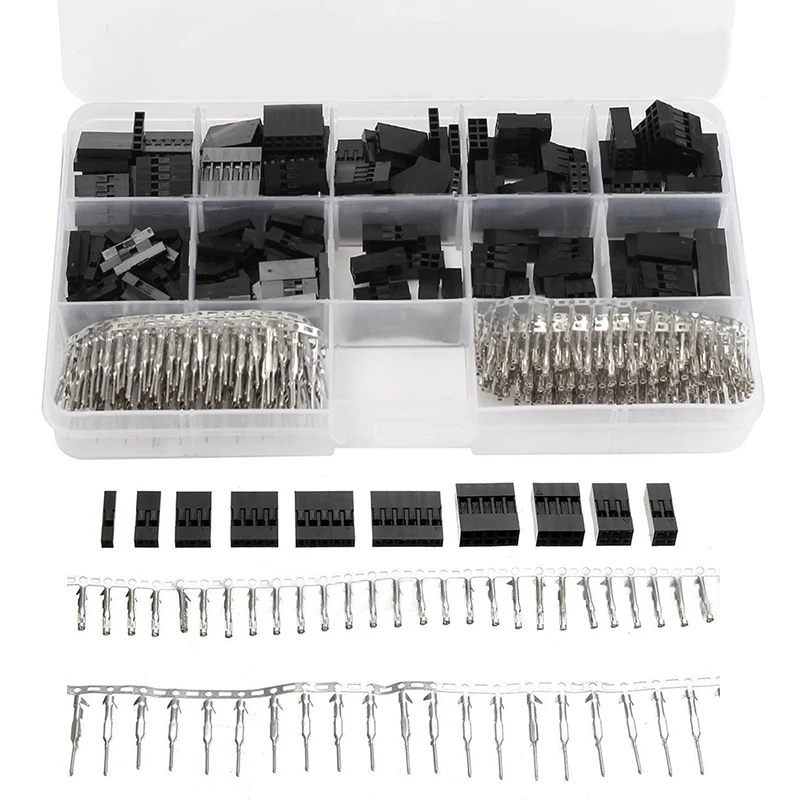 

610pcs 2.54mm Wire Jumper Pin Header Connector Housing Kit Male Crimp Pins+Female Pin Connector Terminal Pitch With Box