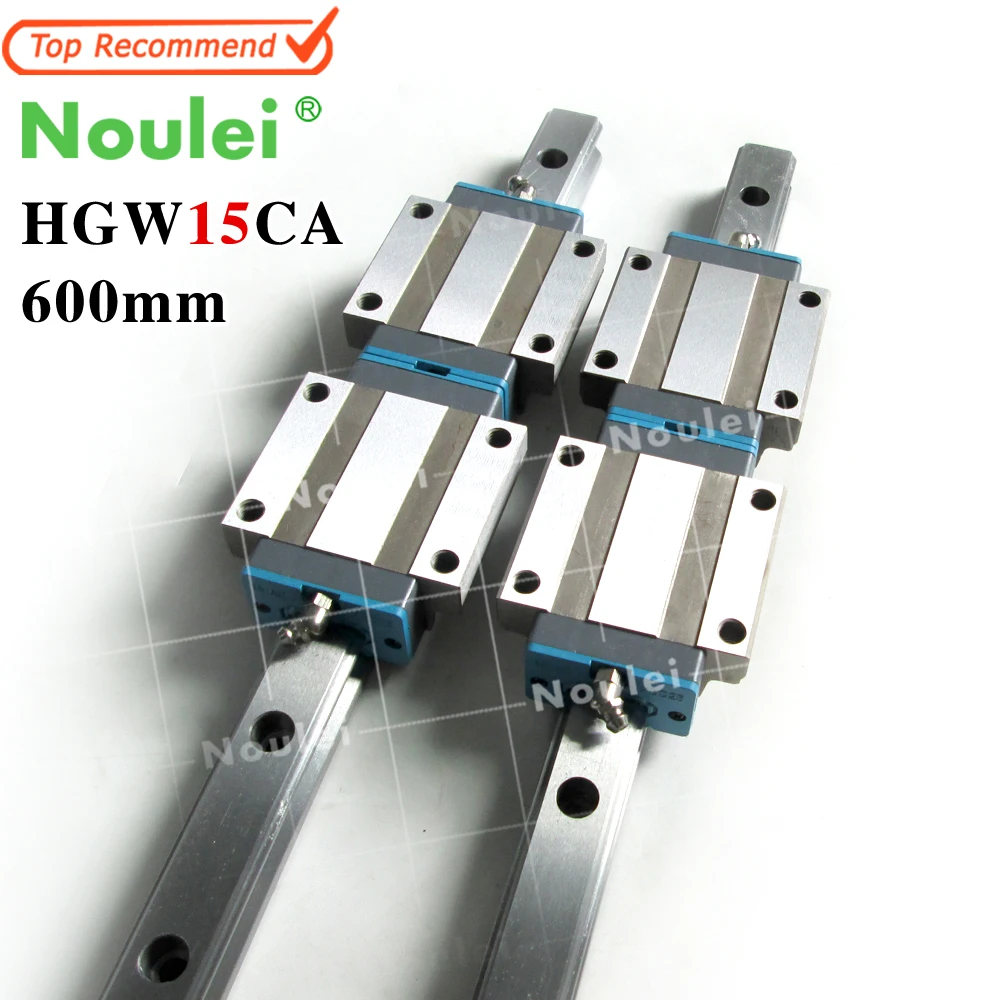 

Noulei 4pcs Slide Blocks with 2PCS 600mm HGR15 Linear Guide Rail HGW15CA CNC parts hgw15