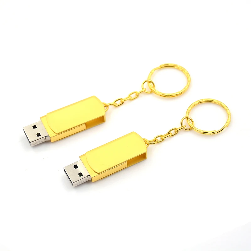 1 шт. цвета: золотистый, Цвет металлический Usb 2,0 флеш-накопитель Usb флеш-накопитель Флешка 1/2/4/8/16/32 ГБ с кольцом для ключей