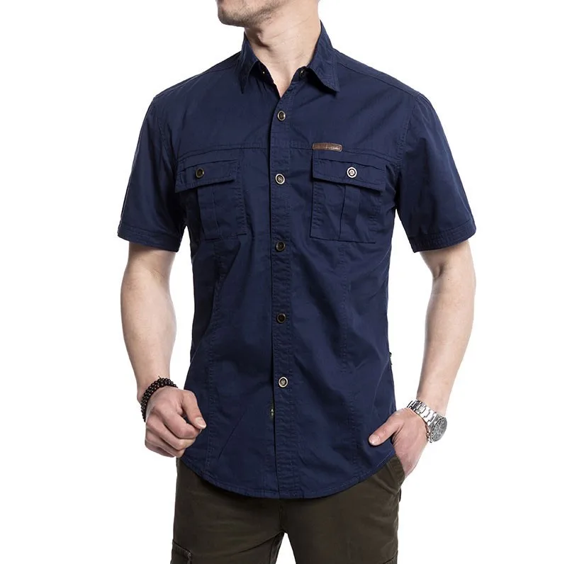 Летние мужские рубашки размера плюс XXXXXL из хлопка, одноцветные рубашки с коротким рукавом, повседневная мужская брендовая одежда 5003