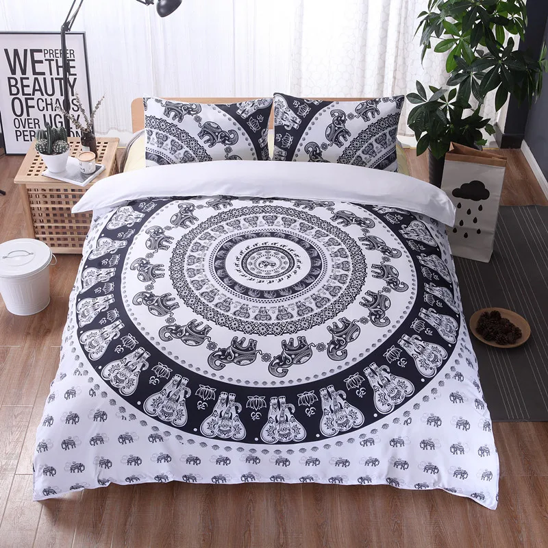 Bohemian 3d Elephant Duvet Cover Set Mandala Bedding Sets Sham